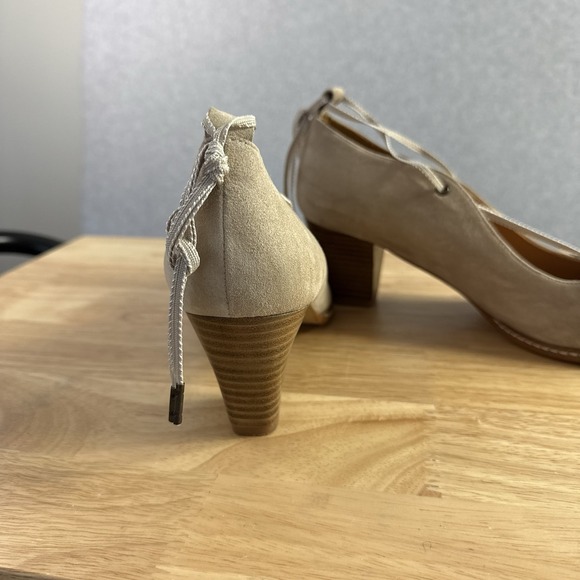 SUNDANCE Odell Heels Taupe Beige Suede Ankle Lace Up Heels 10-10.5 41 - Picture 6 of 8